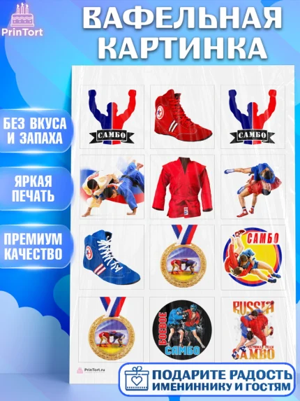 Вафельная картинка, Самбо, Борьба, Мальчик, День рождения, арт. PT210303