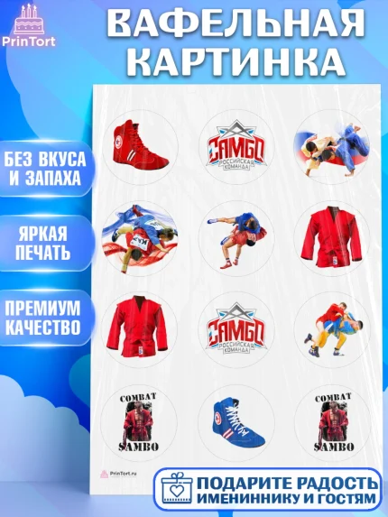 Вафельная картинка, Самбо, Борьба, Мальчик, День рождения, арт. PT210304