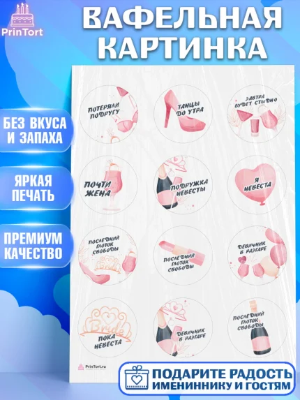 Вафельная картинка, Девичник, Девушка, арт. PT210358
