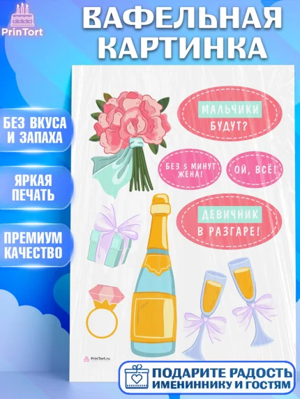 Вафельная картинка, Девичник, Девушка, арт. PT210362