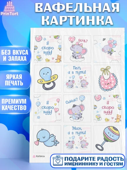 Вафельная картинка, Новорожденный, Гендер Пати, Девочка, Рождение ребёнка, арт. PT210721