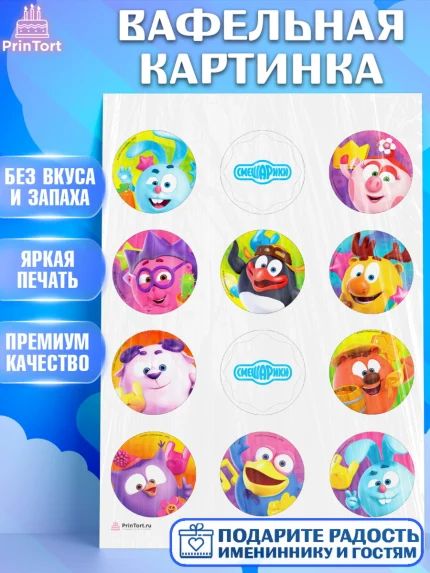 Вафельная картинка, Смешарики, Девочка, День рождения, арт. PT211266