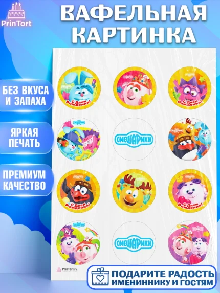 Вафельная картинка, Смешарики, Девочка, День рождения, арт. PT211313
