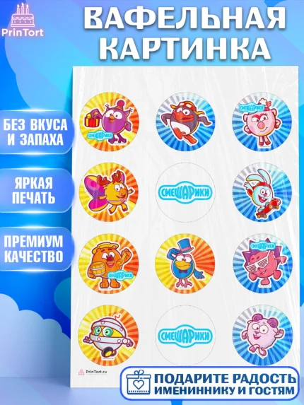 Вафельная картинка, Смешарики, Девочка, День рождения, арт. PT211317