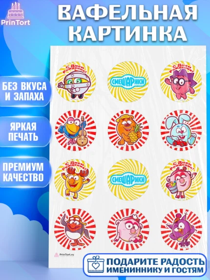 Вафельная картинка, Смешарики, Девочка, День рождения, арт. PT211321