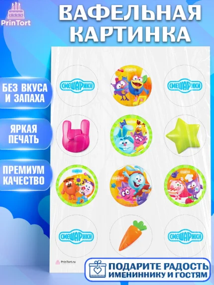 Вафельная картинка, Смешарики, Девочка, День рождения, арт. PT211325