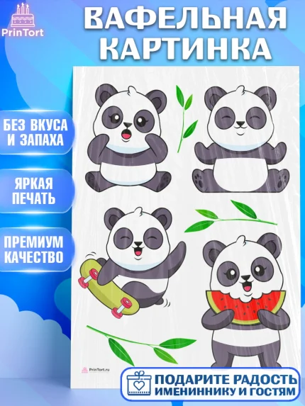 Вафельная картинка, Панда, Животные, Девочка, День рождения, арт. PT211413