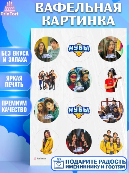 Вафельная картинка, Нубы, Noobees, Девочка, День рождения, арт. PT211650
