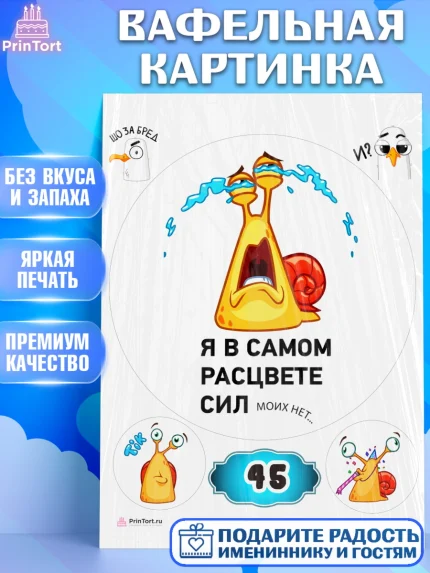 Вафельная картинка, с днем рождения, Девушка, 45 лет, День рождения, арт. PT212084