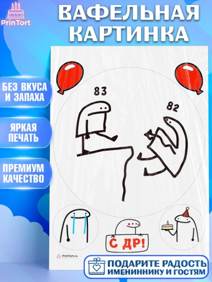 Вафельная картинка, с днем рождения, с ДР, Девушка, 83 года, День рождения, арт. PT212548