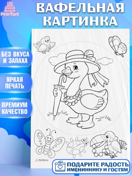 Вафельная картинка, Расскраска, Девочка, День рождения, арт. PT213350