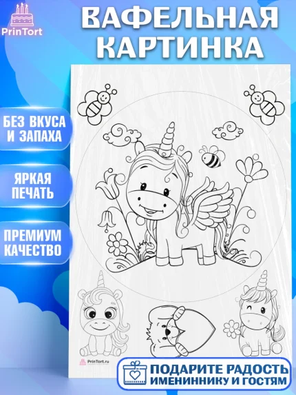Вафельная картинка, Расскраска, Девочка, День рождения, арт. PT213354