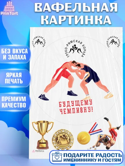 Вафельная картинка, Греко-римская борьба, Девочка, День рождения, арт. PT213416