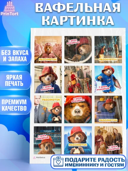Вафельная картинка, Паддингтон, Девочка, День рождения, арт. PT213445