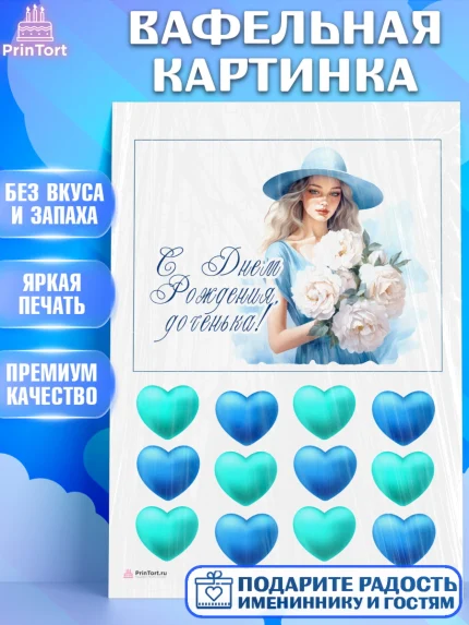Вафельная картинка, Девушке, девушка и сердце, Девочка, День рождения, арт. PT213602