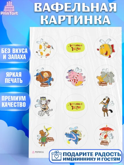Вафельная картинка, Летающие звери, Девочка, День рождения, арт. PT216398