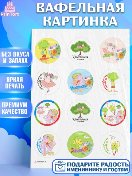 Вафельная картинка, Пинеточная страна, Девочка, День рождения, арт. PT216440