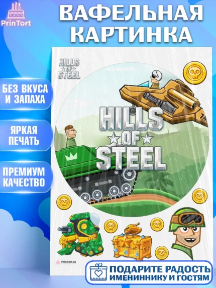 Вафельная картинка, Hills of Steel, компьютерная игра хилс оф стил, Мальчик, День рождения, арт. PT216693