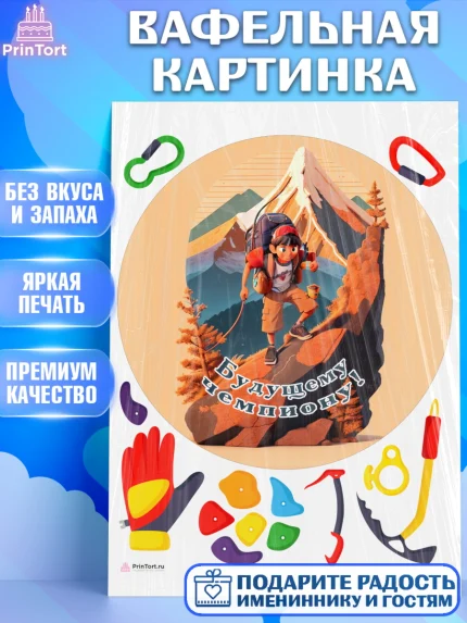 Вафельная картинка, Скалолазание, горы, Девочка, День рождения, арт. PT216706