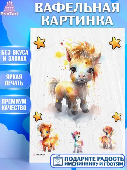 Вафельная картинка, Пони, лошадка, Девочка, День рождения, арт. PT217066
