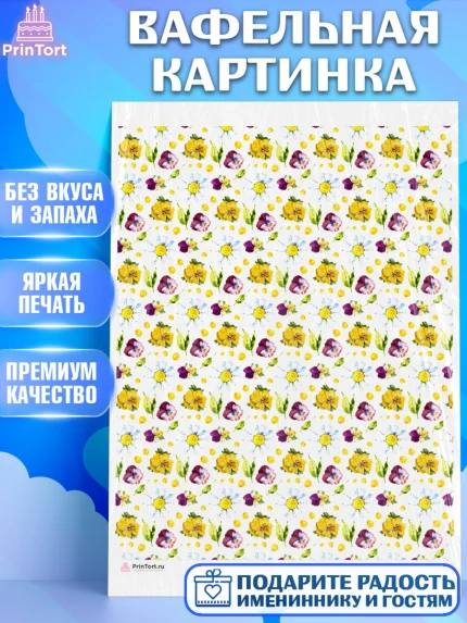 Вафельная картинка, Цветы, Девочка, День рождения, арт. PT217445