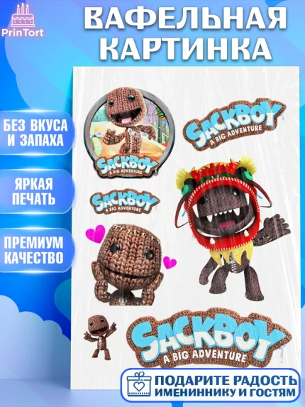 Вафельная картинка, Sackboy a big adventute, Sackboy a big adventure, Девочка, День рождения, арт. PT218117