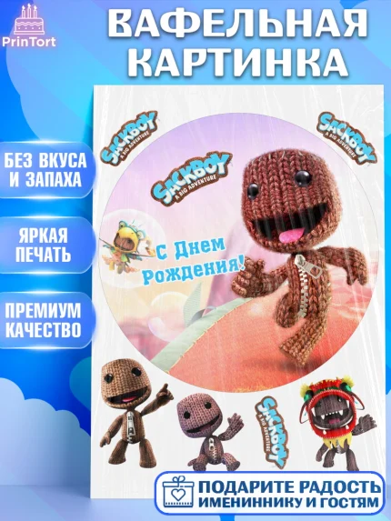 Вафельная картинка, Sackboy a big adventute, Sackboy a big adventure, Девочка, День рождения, арт. PT218118