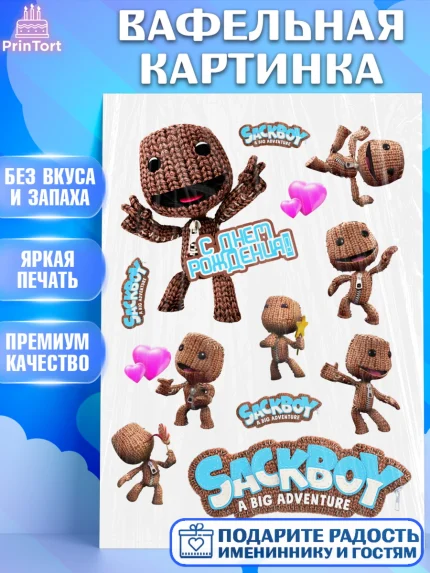 Вафельная картинка, Sackboy a big adventute, Sackboy a big adventure, Девочка, День рождения, арт. PT218120
