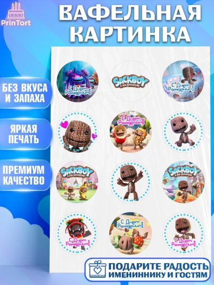 Вафельная картинка, Sackboy a big adventute, Sackboy a big adventure, Девочка, День рождения, арт. PT218123