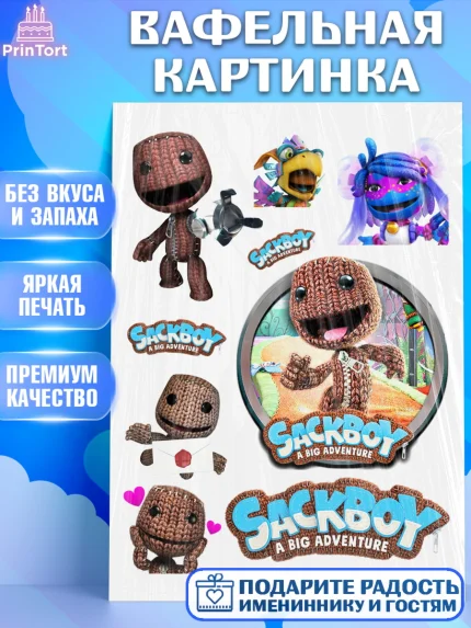 Вафельная картинка, Sackboy a big adventute, Sackboy a big adventure, Девочка, День рождения, арт. PT218124