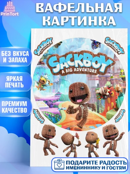 Вафельная картинка, Sackboy a big adventute, Sackboy a big adventure, Девочка, День рождения, арт. PT218126