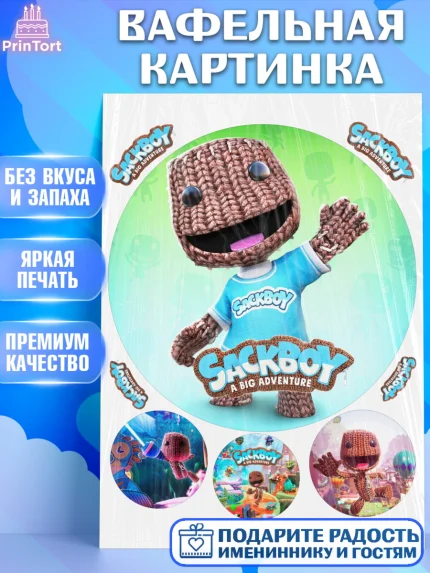 Вафельная картинка, Sackboy a big adventute, Sackboy a big adventure, Девочка, День рождения, арт. PT218128