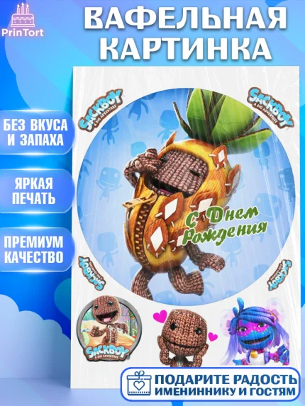 Вафельная картинка, Sackboy a big adventute, Sackboy a big adventure, Девочка, День рождения, арт. PT218132