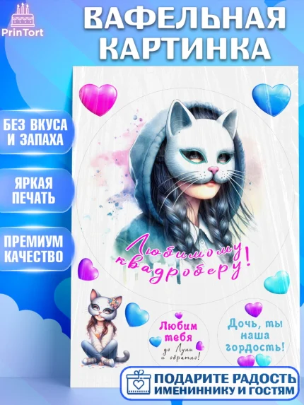 Вафельная картинка, Квадробика девочки, девочка, подросток, квадробика, маска кошки, маска, арт. PT218855