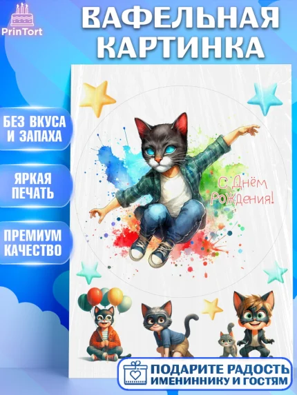Вафельная картинка, Квадробика мальчики, мальчик, подросток, квадробика, маска кота, маска, арт. PT218860