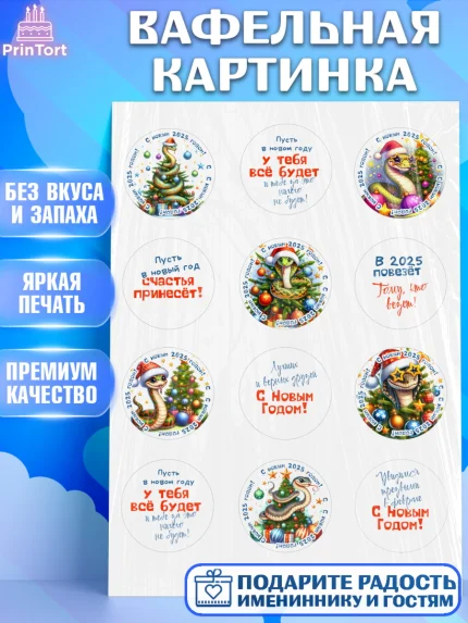 Вафельная картинка, Новый год, Новый 2025 год, Год змеи, Змея, 2025 год, елка, Девочка, арт. PT218937