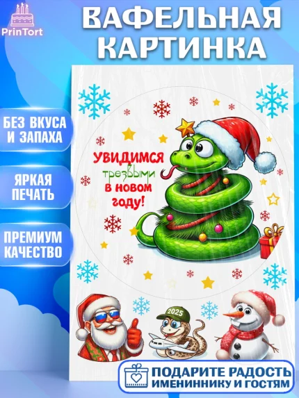 Вафельная картинка, Новый год, Новый 2025 год, Год змеи, Змея, 2025 год, елка, Девочка, арт. PT218953