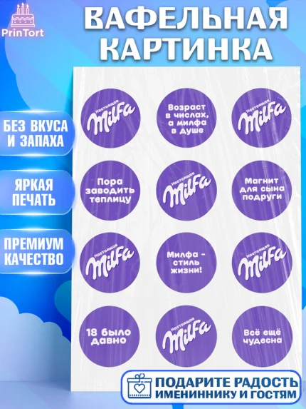 Вафельная картинка, Милфа, Milfa, Девочка, День рождения, арт. PT219129
