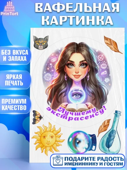 Вафельная картинка, Экстрасенс, Нумеролог, таролог, карты таро, маятник, лоза, Девочка, арт. PT219157