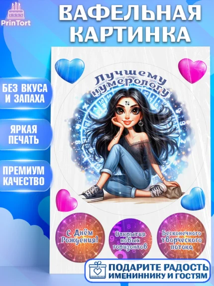 Вафельная картинка, Нумеролог, таролог, экстрасенс, карты таро, маятник, лоза, Девочка, арт. PT219163