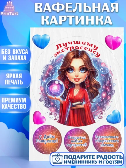 Вафельная картинка, Экстрасенс, Нумеролог, таролог, карты таро, маятник, лоза, Девочка, арт. PT219164