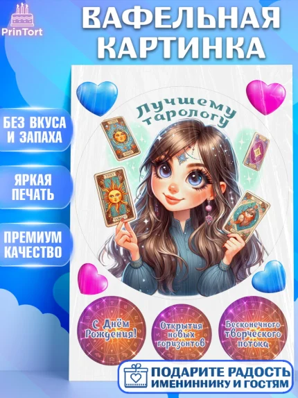 Вафельная картинка, Таролог, Нумеролог, экстрасенс, карты таро, маятник, лоза, Девочка, арт. PT219165