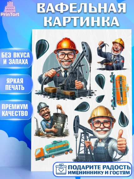 Вафельная картинка, С Днём нефтяника, нефтяник, день нефтяника, нефтяная промышленность, Мальчик, арт. PT219383
