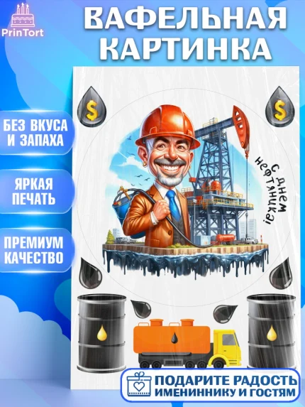 Вафельная картинка, С Днём нефтяника, нефтяник, день нефтяника, нефтяная промышленность, Мальчик, арт. PT219387