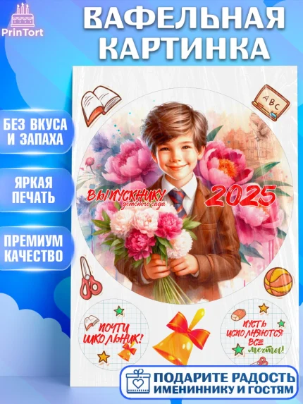 Вафельная картинка, Выпускной в садике, Выпускной в детском саду, воспитателю на выпускной, Девочка, арт. PT219745