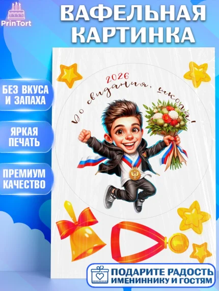 Вафельная картинка, Выпускной в школе, школьный выпускной 2025, учителю на выпускной, Девочка, арт. PT219758