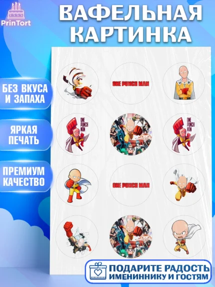 Вафельная картинка, ван пач мен, Ванпачмен, one punch man, Девочка, День рождения, арт. PT219953
