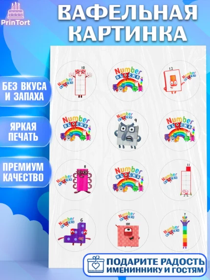 Вафельная картинка, Намберблокс, Девочка, День рождения, арт. PT219972
