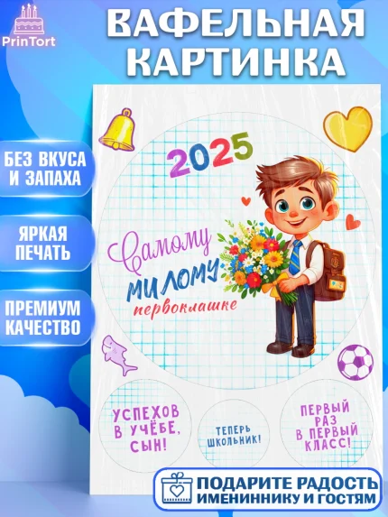 Вафельная картинка, 1 сентября, День знаний, снова в школу, первый раз в первый класс, арт. PT220117