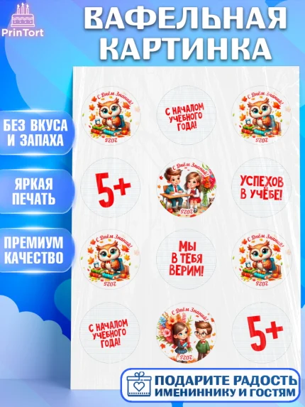 Вафельная картинка, 1 сентября, День знаний, снова в школу, первый раз в первый класс, арт. PT220121